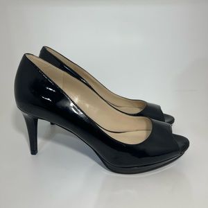 Nine West black open toe heels